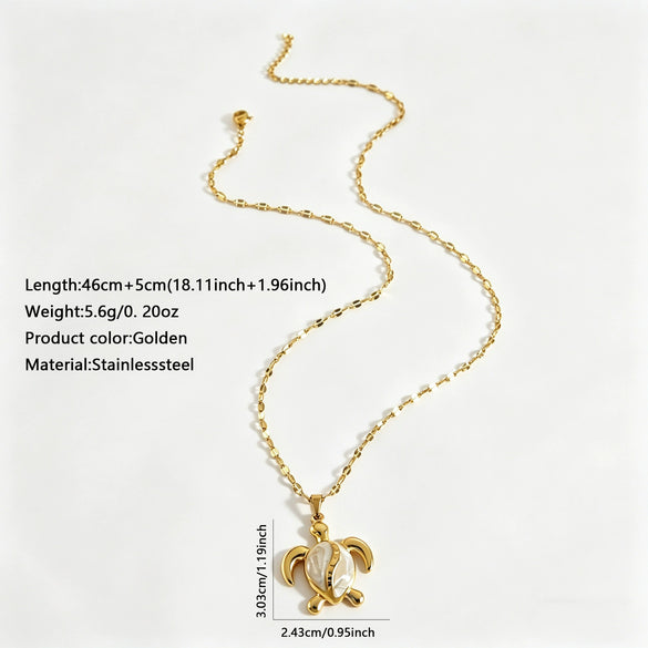 Wholesale Women's Light Luxury Animal Shaped Stainless Steel Electroplated Corn Chain Pendant Necklace With Starfish And Conch