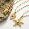 Wholesale Women's Light Luxury Animal Shaped Stainless Steel Electroplated Corn Chain Pendant Necklace With Starfish And Conch