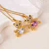 Wholesale Women's Light Luxury Animal Zodiac Copper Titanium Steel Necklace With Mixed Gemstone Setting And Electroplating