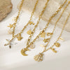 Wholesale Women's Light Luxury Animal Zodiac 18K Real Gold Plated Stainless Steel Necklace With Shell Starfish Pendant