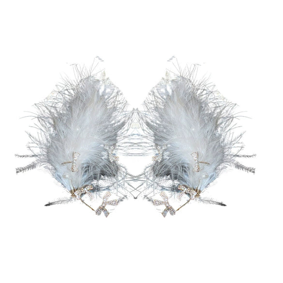 Wholesale Women's Light Luxury Bow Feather Handmade Ear Bone Clip Earrings