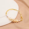 Wholesale Women's Light Luxury Bracelet With Natural Freshwater Pearls Plated 18K Gold In Flat Round And Rose Buns Round Shapes