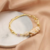 Wholesale Women's Light Luxury Bracelet With Natural Freshwater Pearls Plated 18K Gold In Flat Round And Rose Buns Round Shapes