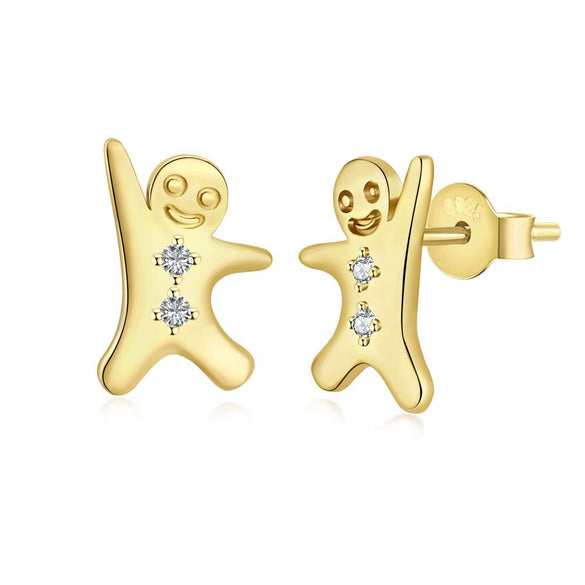 Wholesale Women's Light Luxury Christmas Series 925 Sterling Silver Jewelry With Gingerbread Man Pendant And Cross Chain Electroplated
