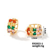 Wholesale Women's Light Luxury Colorful Zircon Inlaid Copper Earrings Geometric Design