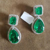 Wholesale Women's Light Luxury Copper Drop Shape Emerald Microinlaid Pearshaped Zircon Long Earrings