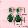 Wholesale Women's Light Luxury Copper Drop Shape Emerald Microinlaid Pearshaped Zircon Long Earrings
