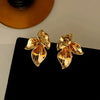 Wholesale Women's Light Luxury Copper Electroplated Flower Shaped Earrings With Silver Needle Sequins