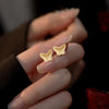 Wholesale Women's Light Luxury Copper Electroplated Flower Shaped Earrings With Silver Needle Sequins