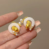 Wholesale Women's Light Luxury Copper Electroplated Flower Shaped Earrings With Silver Needle Sequins
