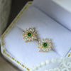 Wholesale Women's Light Luxury Copper Flower Geometric Stud Earrings Set With Zircon