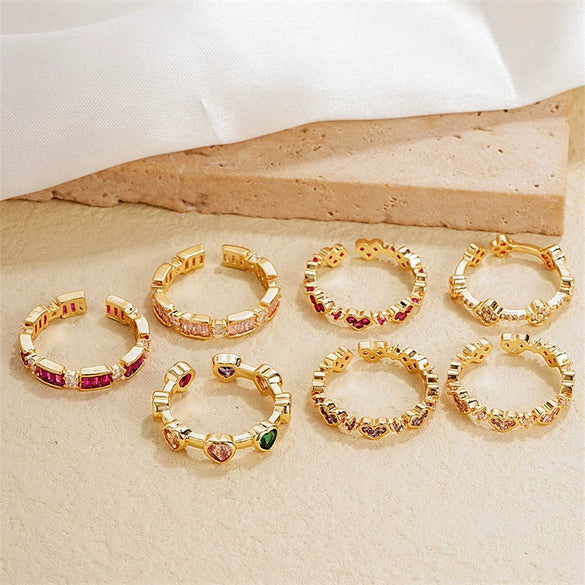 Wholesale Women's Light Luxury Copper Geometric Ring And Earrings With Zircon Inlay And Gold Plated