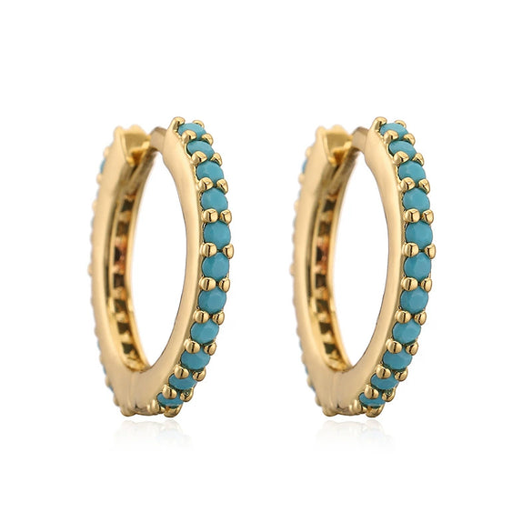 Wholesale Women's Light Luxury Copper Inlaid Colored Diamond Geometric Round Earring