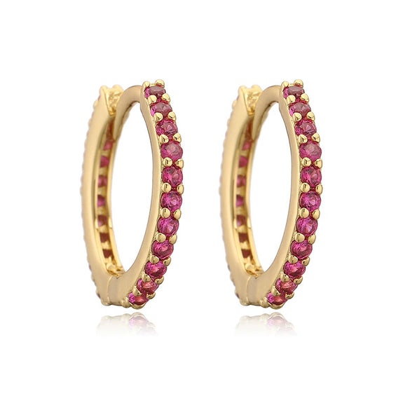Wholesale Women's Light Luxury Copper Inlaid Colored Diamond Geometric Round Earring