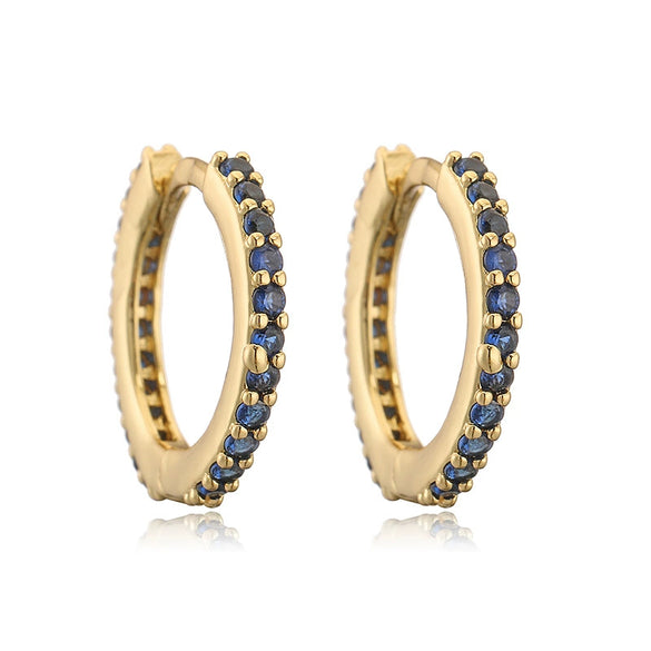 Wholesale Women's Light Luxury Copper Inlaid Colored Diamond Geometric Round Earring