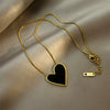 Wholesale Women's Light Luxury Dark Style Collarbone Chain Necklace With Heart Shaped Pendant Titanium Steel Electroplated
