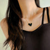 Wholesale Women's Light Luxury Dark Style Collarbone Chain Necklace With Heart Shaped Pendant Titanium Steel Electroplated