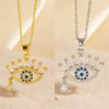 Wholesale Women's Light Luxury Devil's Eye Necklace With Colorful Zircon Eye Pendant Titanium Steel Flash O Chain Copper Real Gold Plated