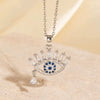 Wholesale Women's Light Luxury Devil's Eye Necklace With Colorful Zircon Eye Pendant Titanium Steel Flash O Chain Copper Real Gold Plated