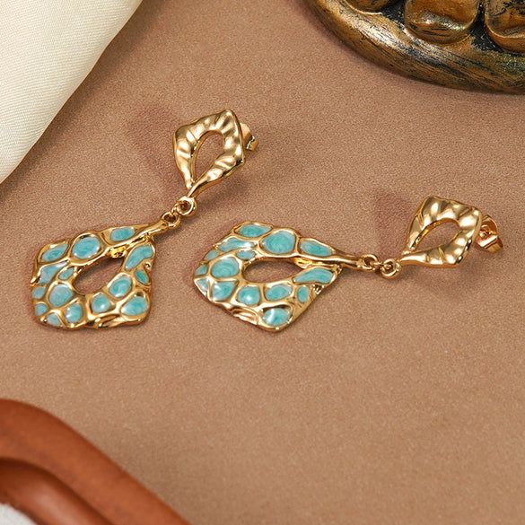 Wholesale Women's Light Luxury Dripping Oil Geometric Stainless Steel Earrings