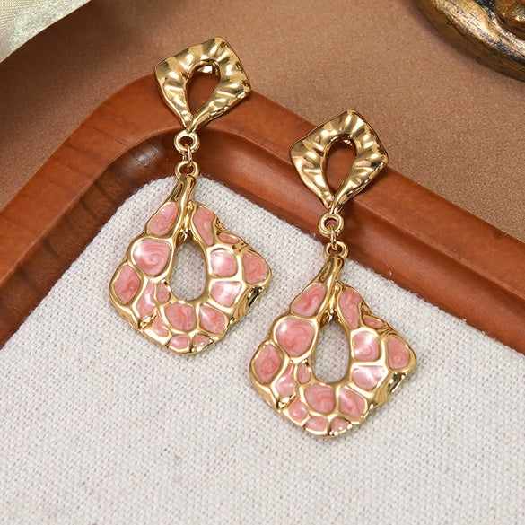 Wholesale Women's Light Luxury Dripping Oil Geometric Stainless Steel Earrings