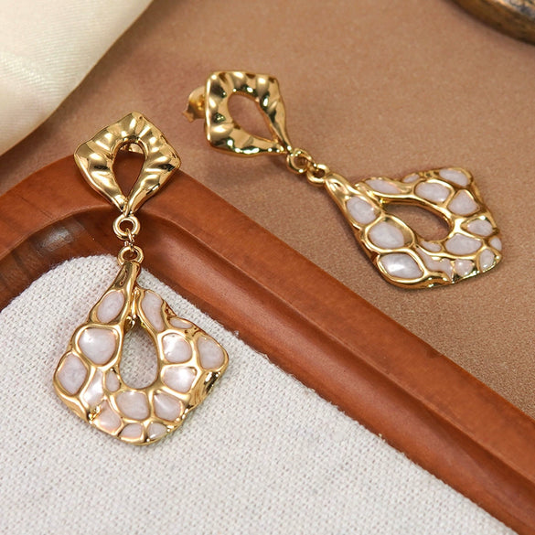 Wholesale Women's Light Luxury Dripping Oil Geometric Stainless Steel Earrings