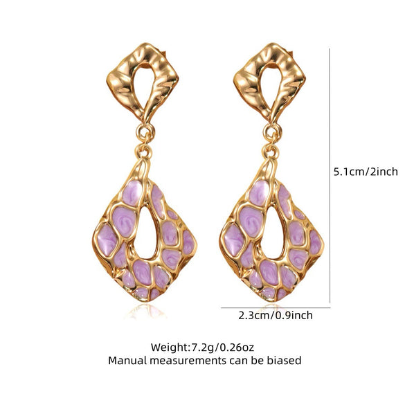 Wholesale Women's Light Luxury Dripping Oil Geometric Stainless Steel Earrings