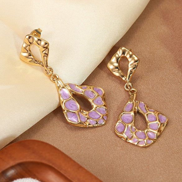 Wholesale Women's Light Luxury Dripping Oil Geometric Stainless Steel Earrings