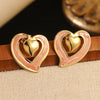 Wholesale Women's Light Luxury Dripping Oil Heartshaped Stainless Steel Earrings