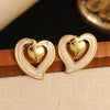 Wholesale Women's Light Luxury Dripping Oil Heartshaped Stainless Steel Earrings