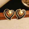 Wholesale Women's Light Luxury Dripping Oil Heartshaped Stainless Steel Earrings