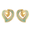 Wholesale Women's Light Luxury Dripping Oil Heartshaped Stainless Steel Earrings
