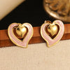 Wholesale Women's Light Luxury Dripping Oil Heartshaped Stainless Steel Earrings