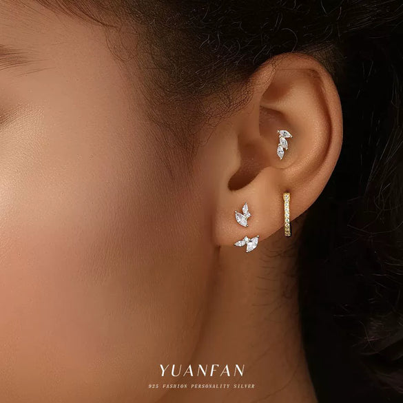 Wholesale Women's Light Luxury Dropshaped Zircon Inlaid 925 Sterling Silver Earrings Natural Style