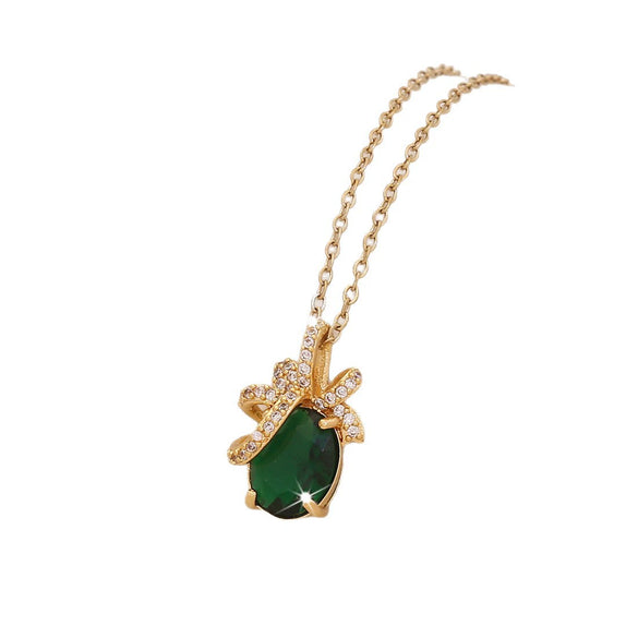 Wholesale Women's Light Luxury Electroplated Copper Flower Gourd Pendant Necklace With O Word Chain