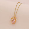 Wholesale Women's Light Luxury Electroplated Copper Flower Gourd Pendant Necklace With O Word Chain
