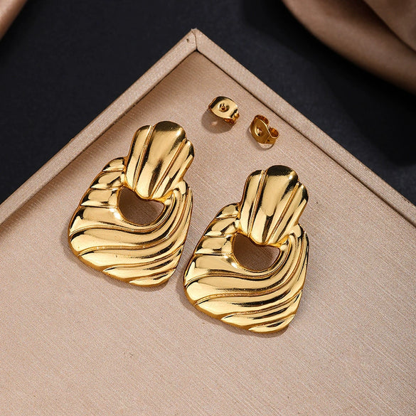 Wholesale Women's Light Luxury Electroplated Hydraulic Stainless Steel Irregular Geometric Earrings