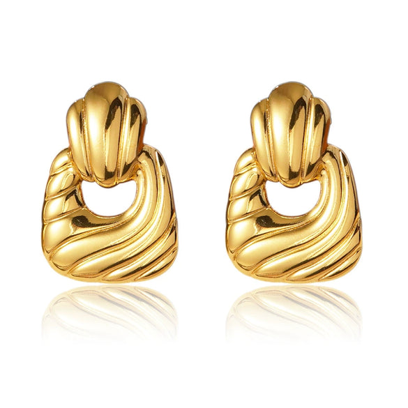 Wholesale Women's Light Luxury Electroplated Hydraulic Stainless Steel Irregular Geometric Earrings