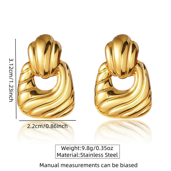 Wholesale Women's Light Luxury Electroplated Hydraulic Stainless Steel Irregular Geometric Earrings