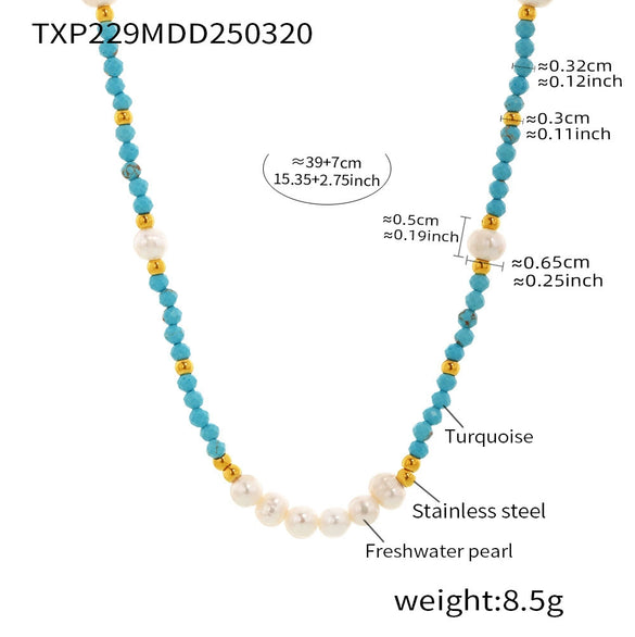 Wholesale Women's Light Luxury Electroplated Pine Stone And Freshwater Pearl Ferris Wheel Clavicle Bracelet And Jewelry Set