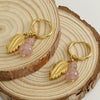 Wholesale Women's Light Luxury Electroplated Stainless Steel Feather And Sea Urchin Stone Earrings