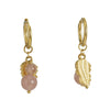 Wholesale Women's Light Luxury Electroplated Stainless Steel Feather And Sea Urchin Stone Earrings