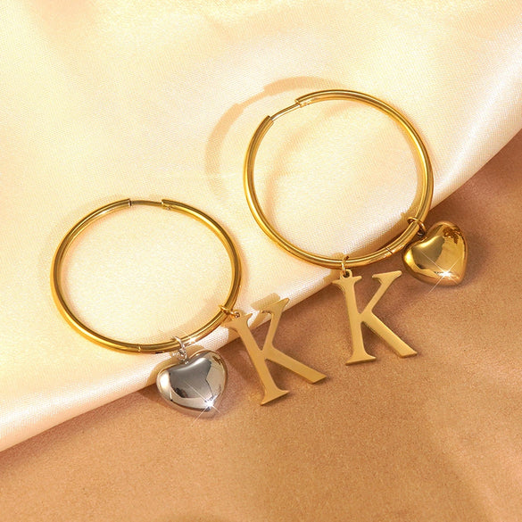 Wholesale Women's Light Luxury Electroplated Stainless Steel Letter Number Text Love Earrings Jewelry