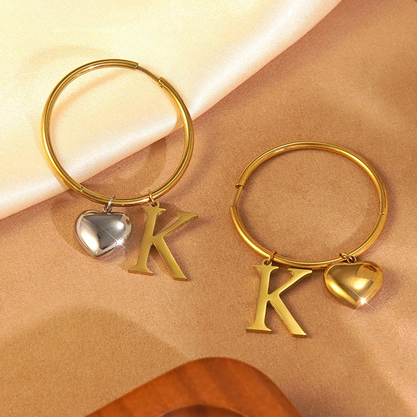 Wholesale Women's Light Luxury Electroplated Stainless Steel Letter Number Text Love Earrings Jewelry