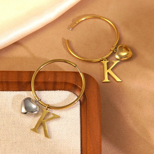 Wholesale Women's Light Luxury Electroplated Stainless Steel Letter Number Text Love Earrings Jewelry