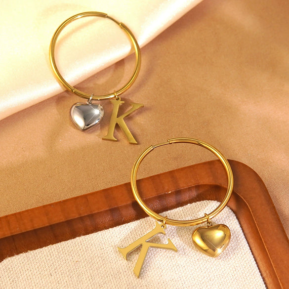 Wholesale Women's Light Luxury Electroplated Stainless Steel Letter Number Text Love Earrings Jewelry