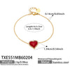 Wholesale Women's Light Luxury Electroplated Stainless Steel Red Heart Zircon Pendant Necklace And Bracelet Set