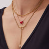 Wholesale Women's Light Luxury Electroplated Stainless Steel Red Heart Zircon Pendant Necklace And Bracelet Set