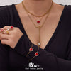 Wholesale Women's Light Luxury Electroplated Stainless Steel Red Heart Zircon Pendant Necklace And Bracelet Set