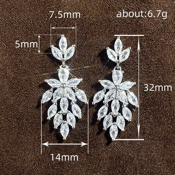 Wholesale Women's Light Luxury Elegant Allmatch Leaf And Flower Copper Earrings For Bridal